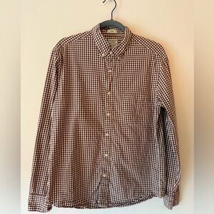J. Crew Men's Slim Fit Maroon and White Checkered Shirt
